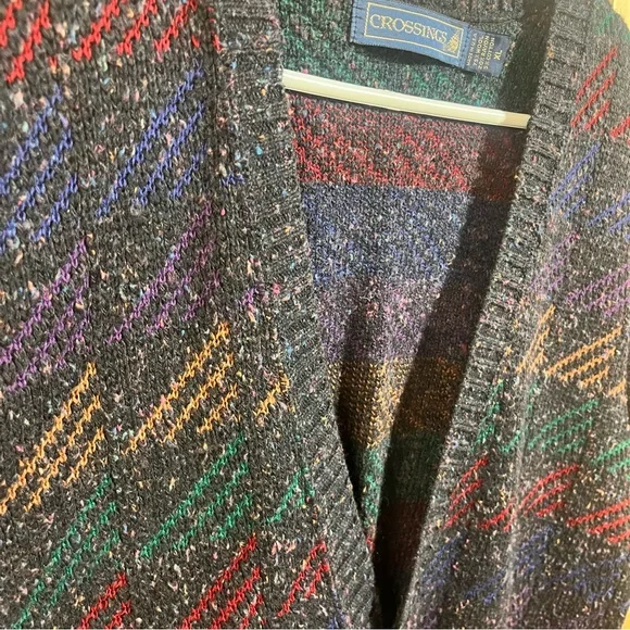 Vintage Wool Blend crossings Sweater Vest Men’s XL Multicolor 90s Pattern - Picture 6 of 7